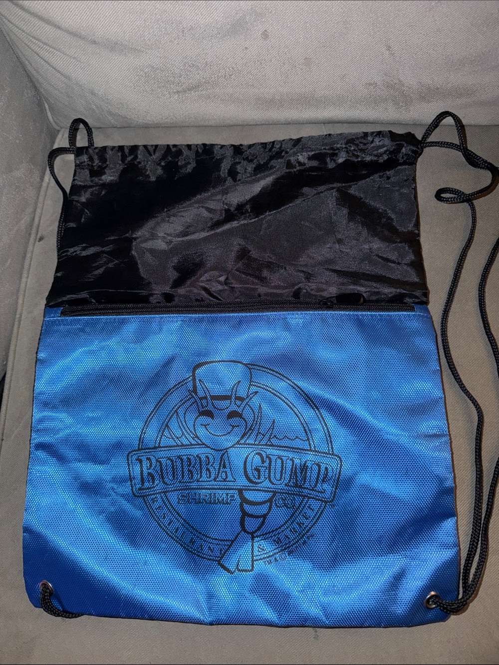 Forest gump bubba shrimp company Blue and Black Drawstring Backpack